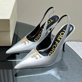 ANGELINA 10 CM SLINGBACK IN SILVER CALFSKIN